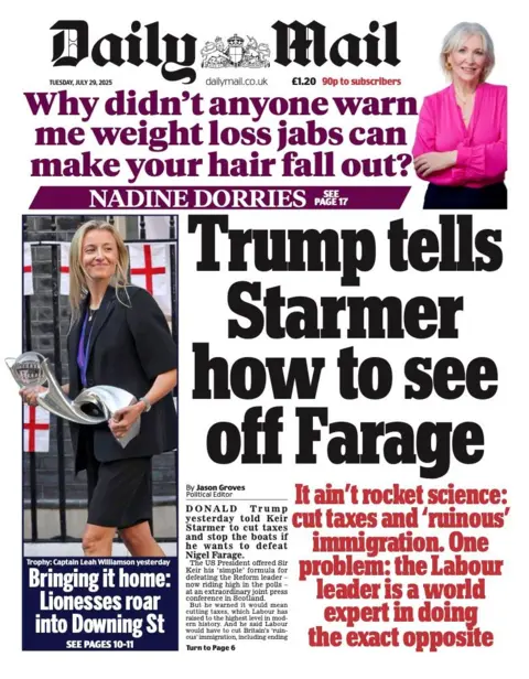  "Trump tells Starmer how to see off Farage".