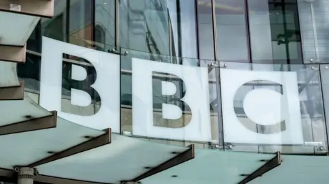 Getty Images BBC logo on the BBC's Broadcasting House in central London