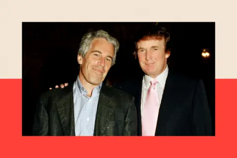 Davidoff Studios Photography / Getty Images Jeffrey Epstein and Donald Trump pose together at the Mar-a-Lago estate