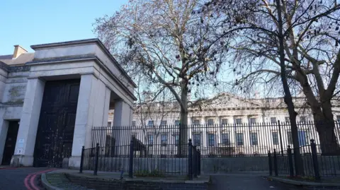 The imposing white stone facade of the former Royal Mint in Tower Hamlets, east London, which China wants to turn into an embassy