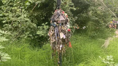 Glastonbury A tree made of keys that were left behind at the 2024 Glastonbury festival