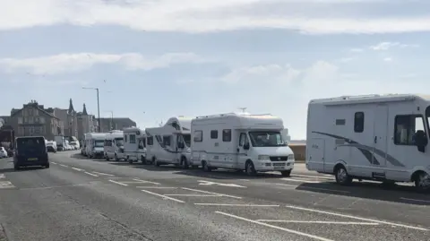 Camper vans on Morecambe promenade