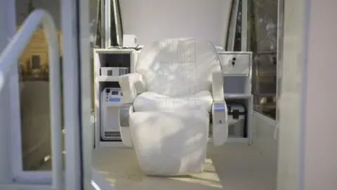 George Jaraiseh The Vehicle of Hope, a popemobile converted into a mobile clinic, in Bethlehem, in the occupied West Bank