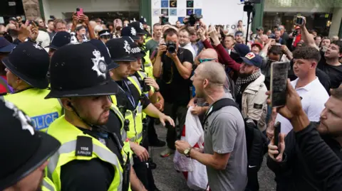 PA Media Protesters pictured in Nottingham on Saturday