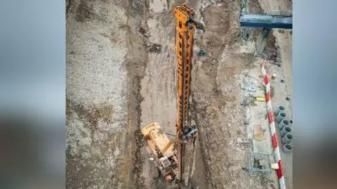 Stockton-on-Tees council The pile being installed 