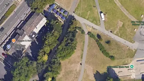 Google Aerial view of pub, beer garden and park