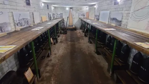 The recreation of an artillery storage room which is part of the No.3 Gun Emplacement.