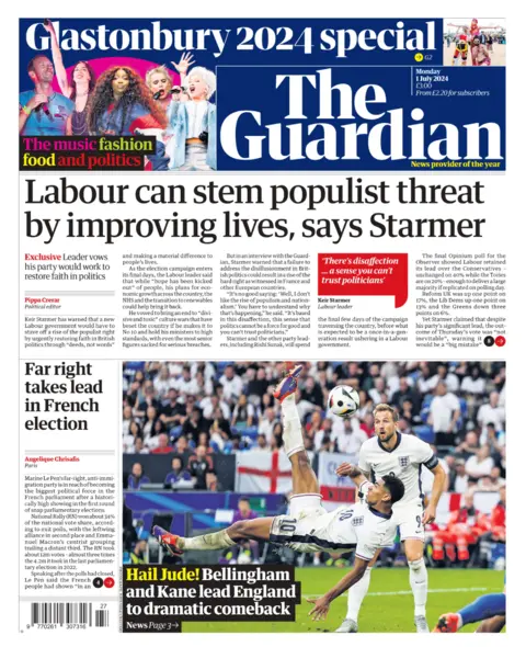 The headline on the front page of the Guardian reads: “Labour can stem populist threat by improving lives, says Starmer
