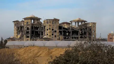 Reuters One of the Gaza's Al-Azhar University's campus. The building, while still standing in parts has suffered irreparable damage and is collapsing.  