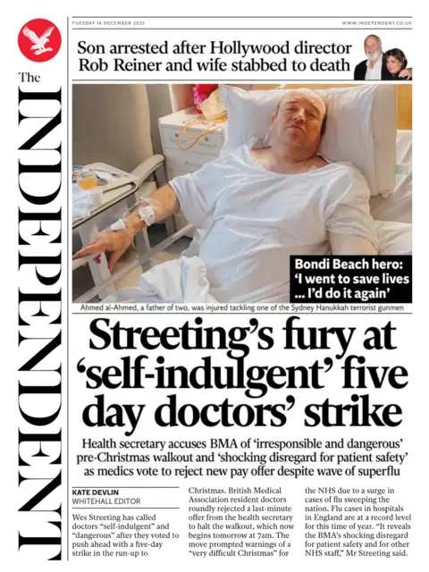 "Streeting's fury at 'self indulgent' five day doctors' strike".