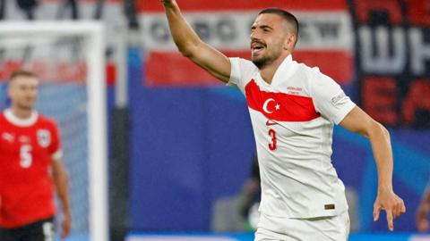 Merih Demiral celebrates scoring against Austria at Euro 2024