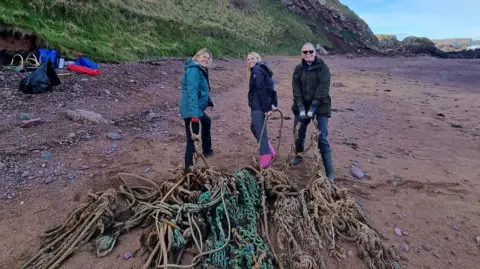 Berwickshire Marine Reserve coastal champions cleaning up after Storm Babet in 2023