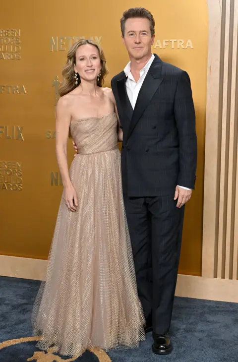 Getty Images Shauna Robertson and Edward Norton attend the 31st Annual Screen Actors Guild Awards at Shrine Auditorium and Expo Hall on February 23, 2025 in Los Angeles, California