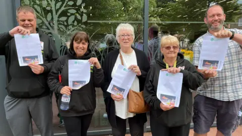 BBC Five campaigners outside the council house ahead of an inquiry