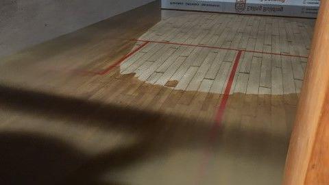 A flooded squash court