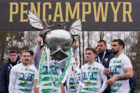 The New Saints celebrate the Cymru Premier title win