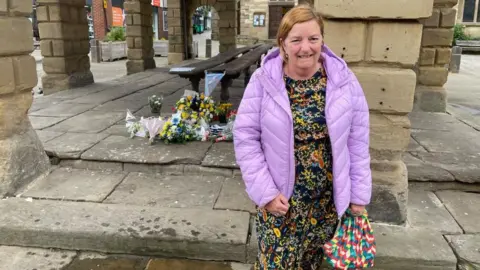 Jack Hadaway-Weller/BBC Tricia France at Pontefract Buttercross