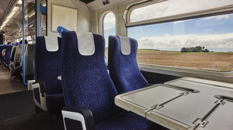train seats stock image