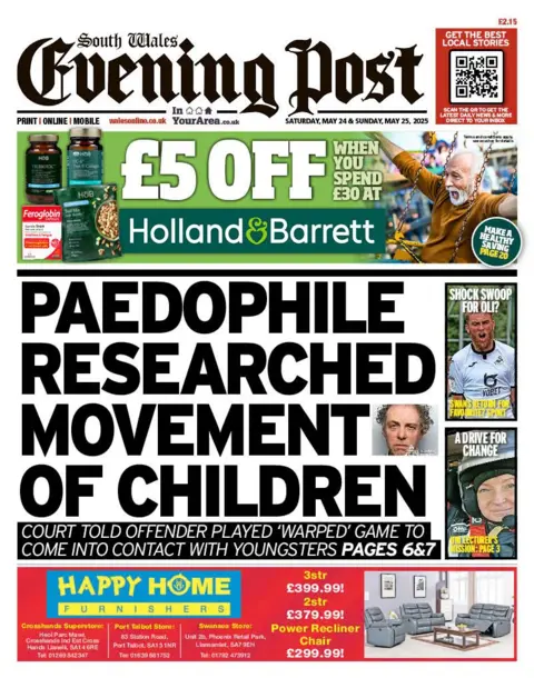 Media Wales Front page of South Wales Evening Post