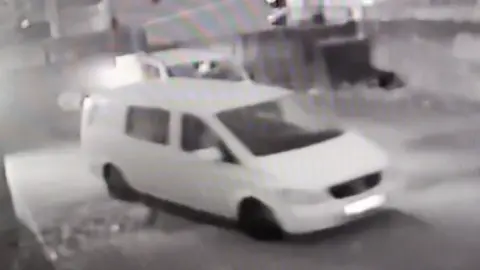 The F Bar A grainy CCTV black and white image of the van before it was taken