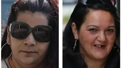 RTE Two separate pictures of the woman are side by side. Jozefina Grundzova has dark hair is wearing large sunglasses. Viera Gaziova also has long dark hair and is gazing at the camera.