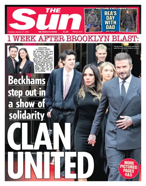 The headline on the front page of the Sun reads: “Clan United”.