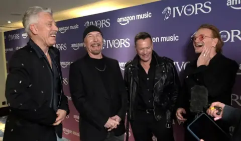 U2 joke backstage at the Ivor Novello Awards