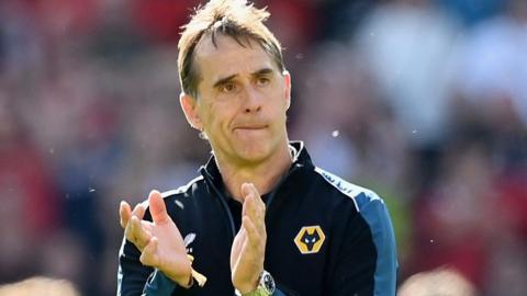 Julen Lopetegui applauds the crowd while in charge of Wolves
