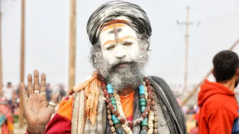 Ankit Srinivas Ascetics from different Hindu groups come to take a dip in the icy waters of the rivers