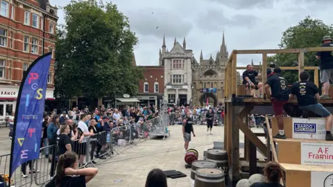 Supplied Crowd watching the competition in Cathedral Square