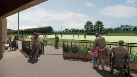 An artist impression of the sports facilities proposed at Sloughbottom Park. 