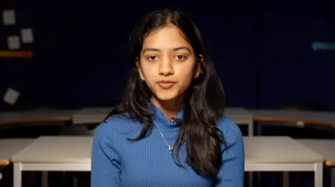 BBC News Sixth form student Shreya in a classroom