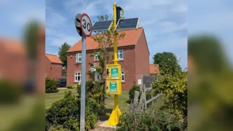 Mike Dowson Defibrillator powered by solar and wind power in East Markham
