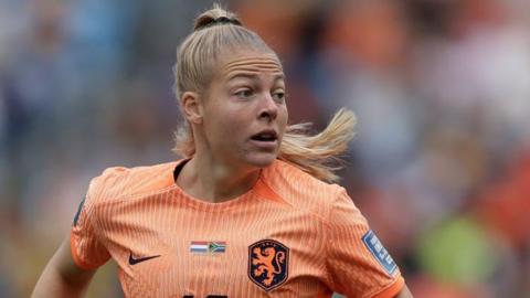 Jill Baijings playing for the Netherlands against South Africa during the 2023 Women's World Cup