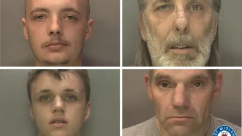 West Midlands Police A composite image of four mugshots, of the four men convicted of the hit-and-run killing