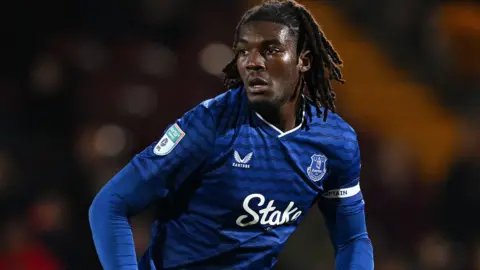 Will Tamen in action for Everton under-21s in the EFL Trophy