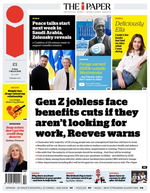  "Gen Z jobless face benefits cuts if they aren't looking for work, Reeves warns."