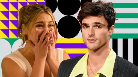A composite picture of a scene from I Know What You Did Last Summer, showing a woman screaming, and Jacob Elordi