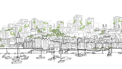 Olly Brock A sketch of high rises above St Peter Port's current sky line