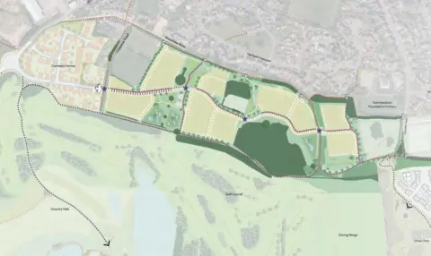 Pegasus Group A proposed map from above showing of where homes will be built