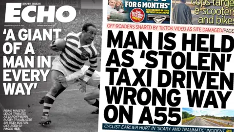 South Wales Echo and Daily Post front pages