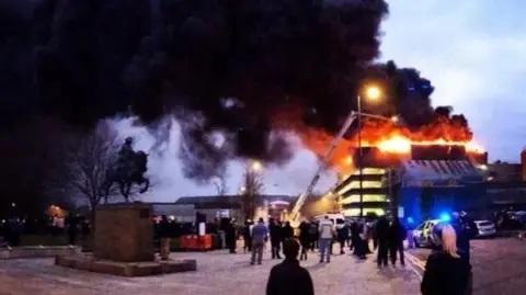Simon Chiou A fire at the Assembly Rooms viewed from across the Market Place