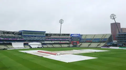 A wet Edgbaston with the covers on