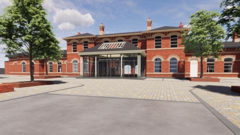 An artist's impression of the restored Redcar station