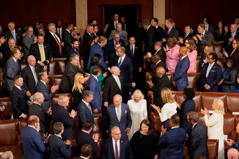 Reuters Britain's King Charles and Queen Camilla arrive for a joint meeting of Congress in the House Chamber of the U.S. Capitol in Washington, U.S., April 28, 2026.