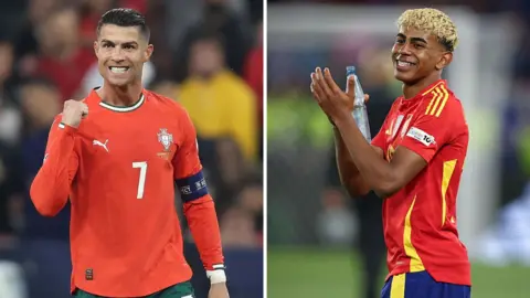 Cristiano Ronaldo and Lamine Yamal