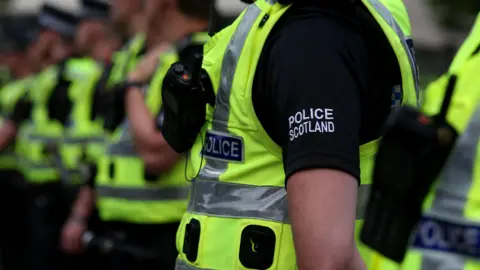 Police Scotland generic. Pic of a row of police officers