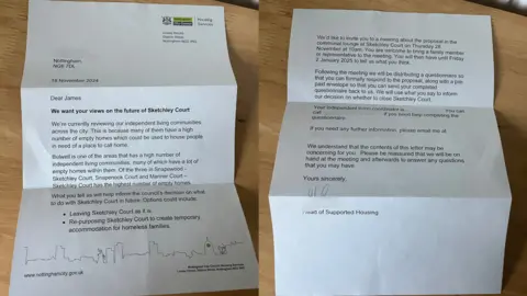 The letter that was sent to residents of Sketchley Court by Nottingham City Council.