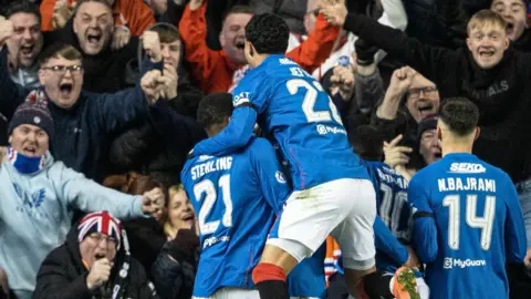 Robin Propper celebrates scoring for Rangers