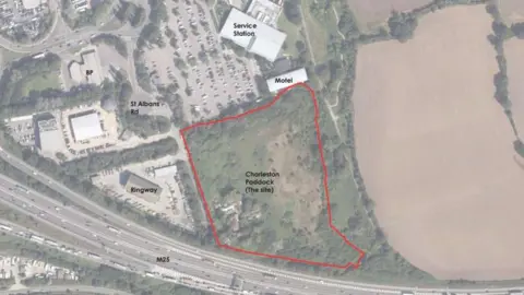 CMP Architects/Hertsmere Borough Council Map of the site for the proposed new South Mimms warehouse